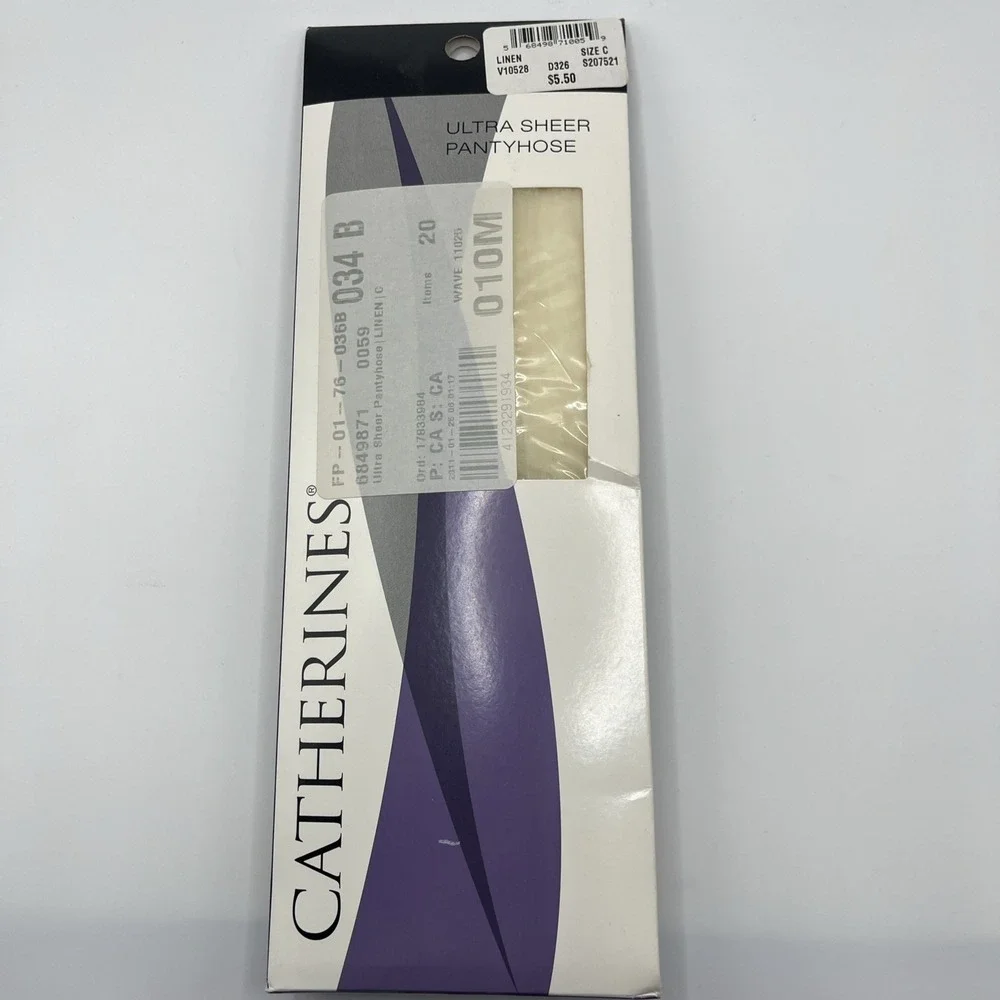 Lot of 2 New Pairs of Catherine's Ultra Shear Women's Pantyhose Size C Linen